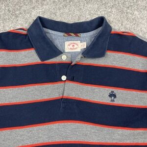 Brooks Brothers Red Fleece Polo Shirt Men XL Blue Gray Striped Casual Preppy